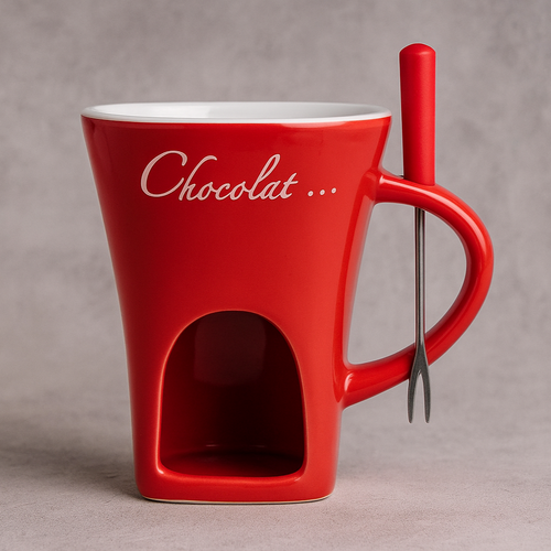 Topniak™ – Ceramiczny Kubek do Topienia Czekolady z Widelniczkiem